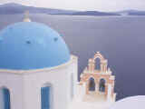 The famous blue domes of Santorinin