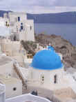 The famous blue domes of Santorini