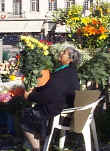 Selling flowers in Rossio Square