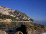 The almost hidden, very tranquil, mountain-ringed cove of Eze sur Mer