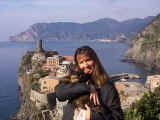 Laura and new found friend high above Vernazza