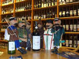 Wine monks and farmers, lined up and ready to drink!