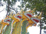 Ferocious dragons guard a Buddhist temple