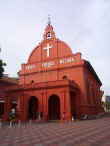 The bright red Christ Church on Melaka's main square