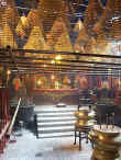 Smoke rises from incense spirals and joss-sticks in Man Mo Temple