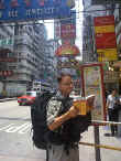 Fully loaded with guide book in hand on Nathan Road